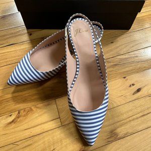 Brand New J.Crew Slingback Flats In Stripe Size 7